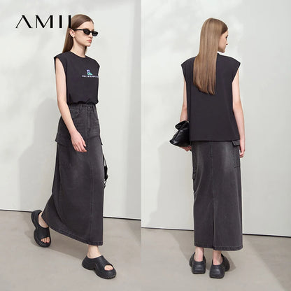 Damen T-Shirt mit Rundhalsausschnitt und besticktem lockeren Design für den Sommer