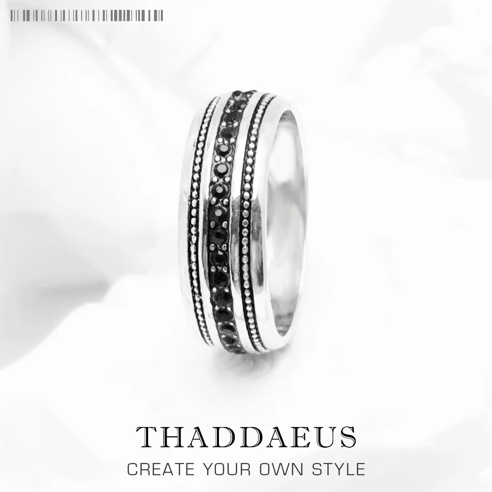 Damen-Ring CZ Lane schwarz Vintage aus Sterlingsilber