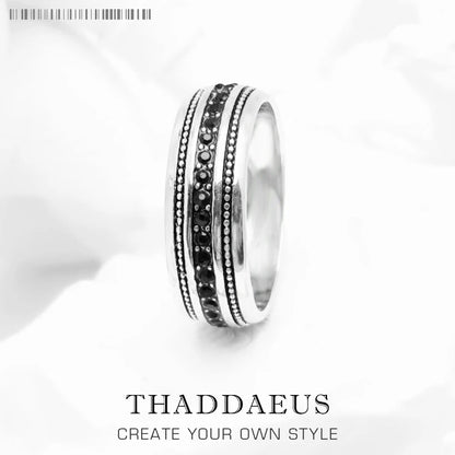 Damen-Ring CZ Lane schwarz Vintage aus Sterlingsilber