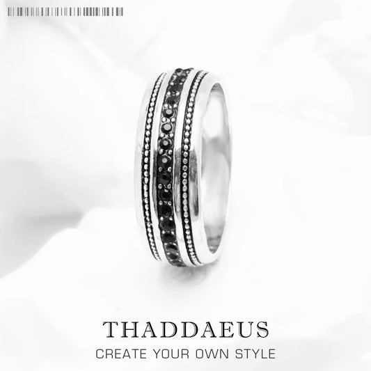 Damen-Ring CZ Lane schwarz Vintage aus Sterlingsilber