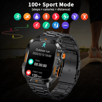LIGE Neue Militärische Smart Uhr Männer LED Taschenlampe 420mAh Wasserdichte Outdoor Sport Bluetooth Anruf Smartwatch Für Huawei Xiaomi