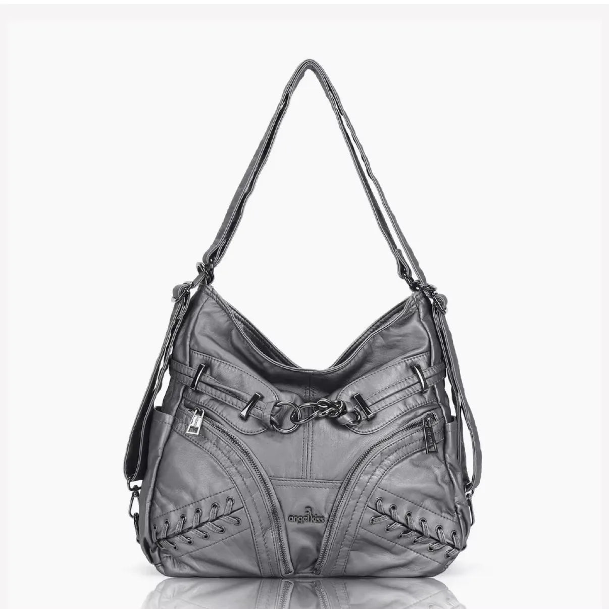 Damen-Schultertasche aus PU mit Mehrfachfächern und verstellbarem Schulterriemen Top-Handle-Design