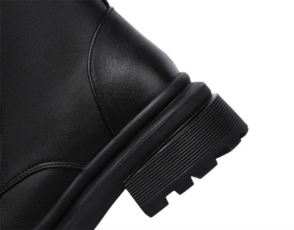 AIYUQI Women Boots Large Size Genuine Leather Thick Wool Warm Winter Biker Boots Women British Style Women Snow Boots