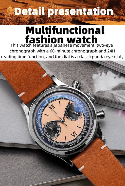 Herren-Chronograph mit Lederarmband und VK64-Werk
