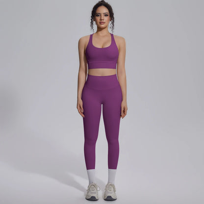 Yoga Set Für Frauen Mit Crossback Top Und Hochtaillierter Hose