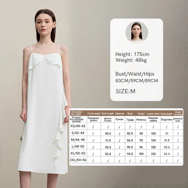 Romantisches Sommer Damenkleid Mit Spaghettiträgern Und Dekorativen Rüschen