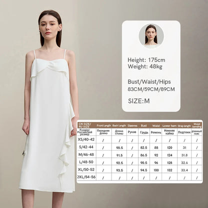 Romantisches Sommer Damenkleid Mit Spaghettiträgern Und Dekorativen Rüschen