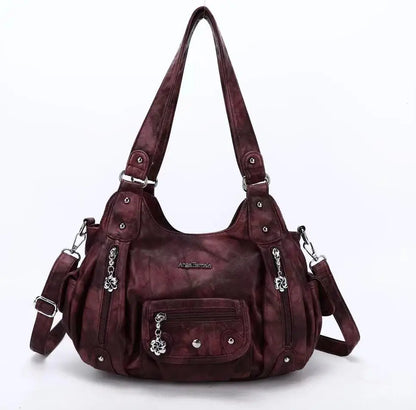 Damen-Schultertasche aus PU-Leder mit Reißverschluss und Mehrfachfächern Kompakter Alltagsbegleiter
