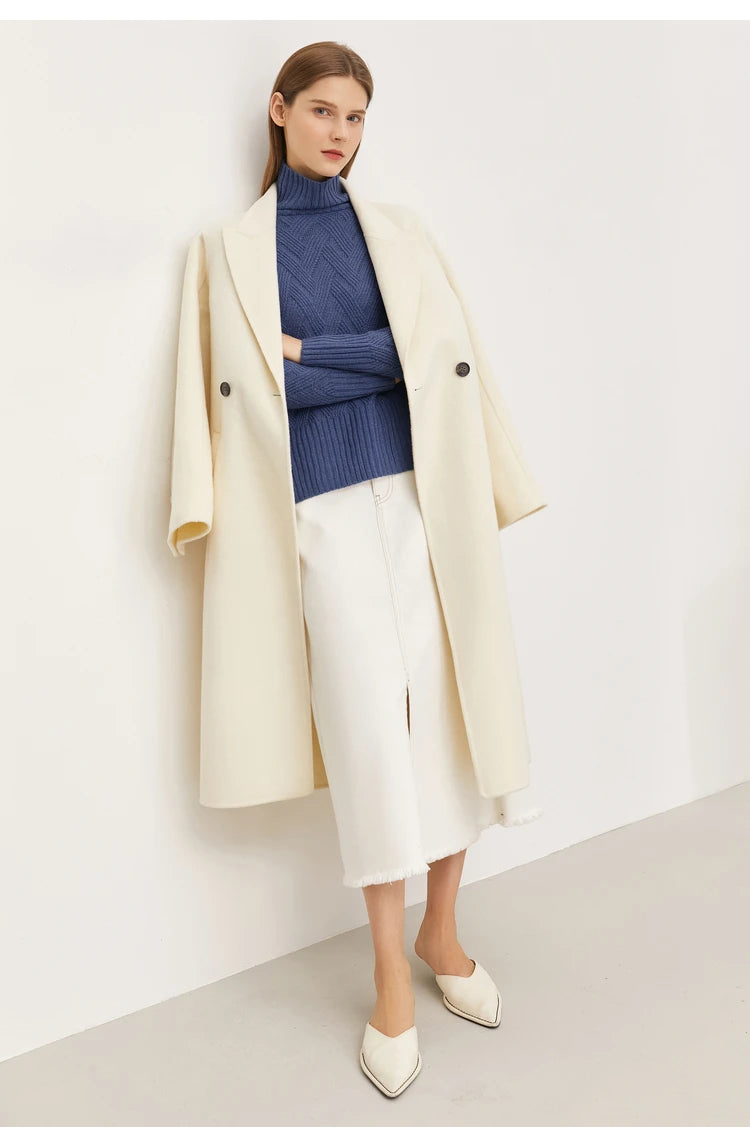 Damen-Rollkragenpullover locker Schnürung Herbst-Winter