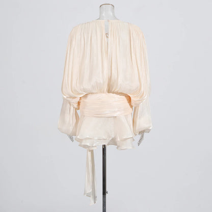 Elegantes Damen-Tunikakleid mit Rundhalsausschnitt, langen Ärmeln und Patchwork-Design