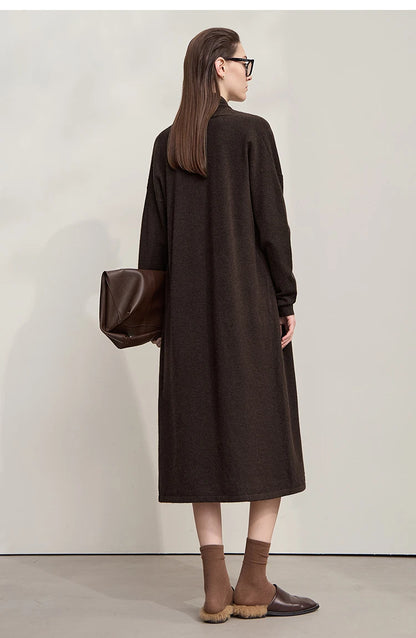 Damen V-Ausschnitt Strickkleid A-Linie ärmellos Herbst-Winter