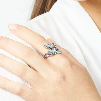 Damen-Ring Phoenix Wing blaue Steine Bohemia aus Sterlingsilber