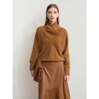 Damen-Rollkragenpullover locker Fledermausärmel Winter