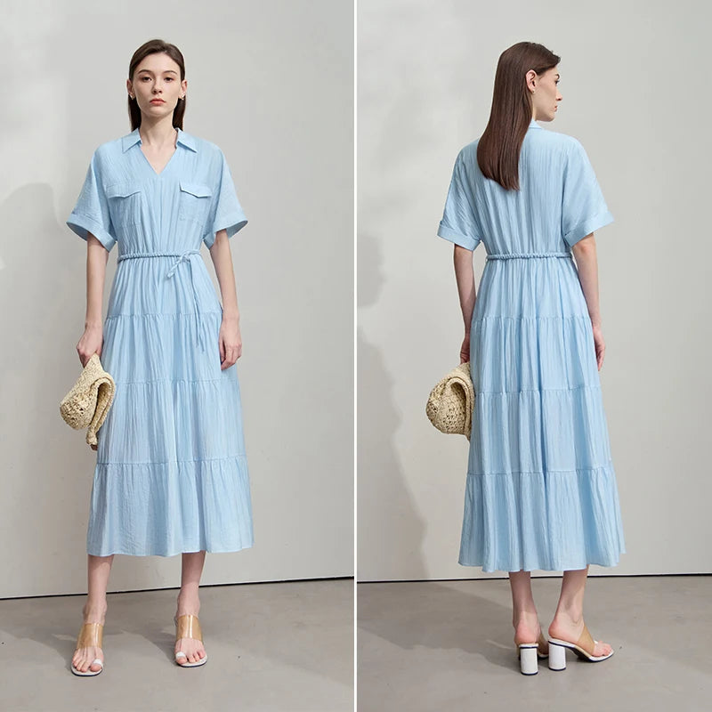 Premium Lyocell Bürokleid Mit Bequemen Seitentaschen Für Damen