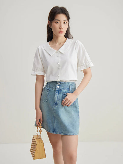 Französischer Stil Bluse mit Laternenärmeln und einzigartigem Design – Elegantes, figurbetontes Oberteil für Büro und Freizeit