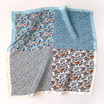 Damen Seidenschal 53cm quadratisch Haarband Halstuch Bandana bedruckt B