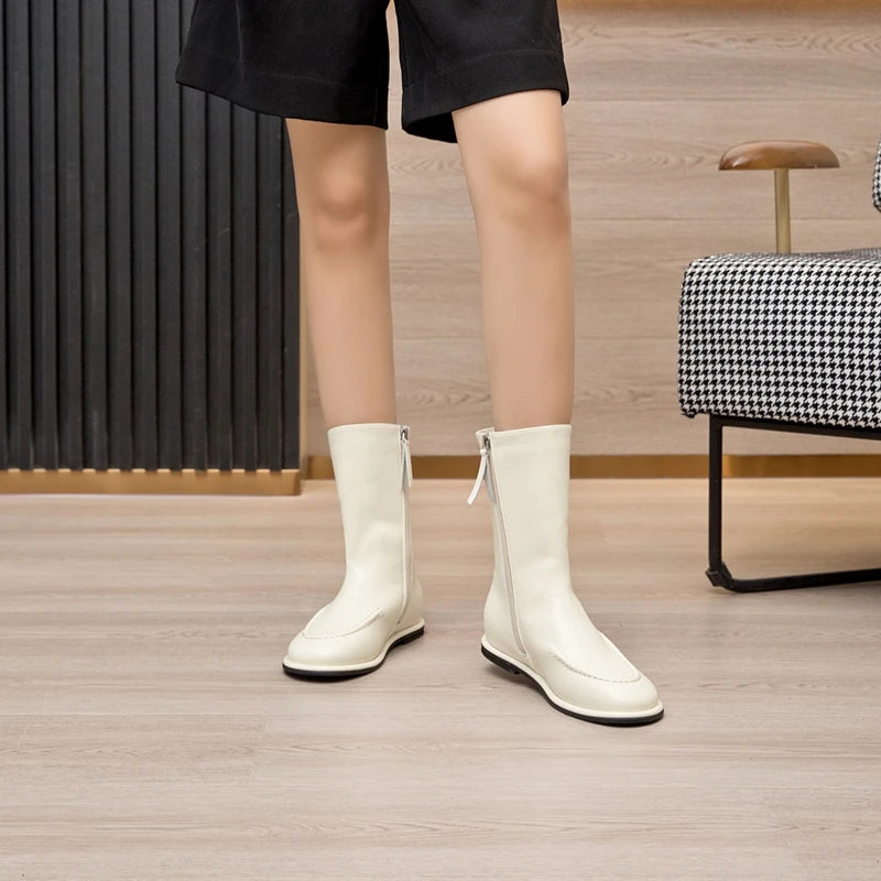 AIYUQI Women Ankle Boots 2025 New Genuine Leather Short Boots Women Flat Winter Fashion Women Knight Boots