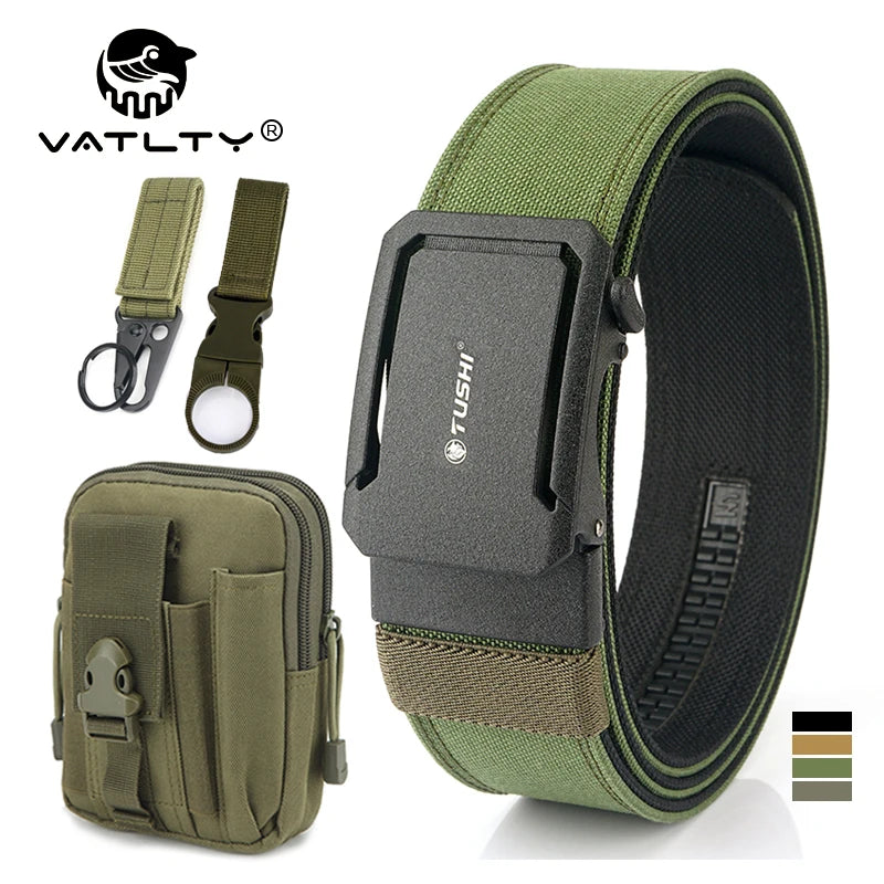 Herren-Taktischer Gürtel aus Nylon mit Automatischer Schnalle, 4,3 cm Breit, 120 cm Länge
