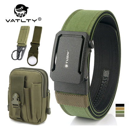 Herren-Taktischer Gürtel aus Nylon mit Automatischer Schnalle, 4,3 cm Breit, 120 cm Länge
