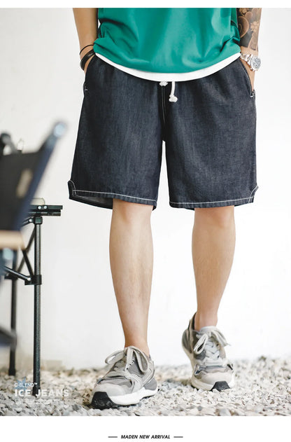 Herren Denim-Shorts im Vintage-Stil mit elastischer Taille für den Sommer