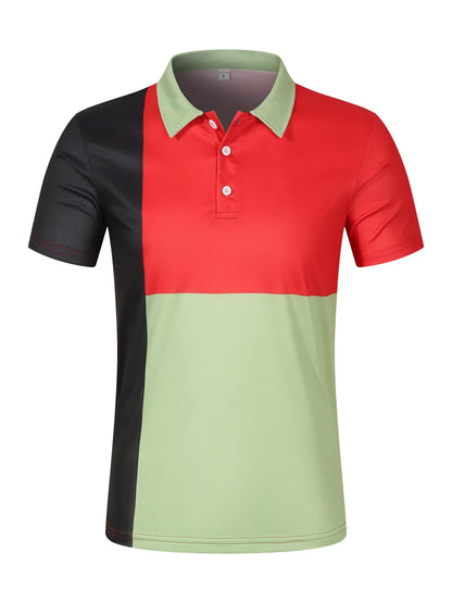 Sommerliches Polohemd mit Farbblock-Design und atmungsaktivem, bequemem Kurzarm – ideal für legere Anlässe