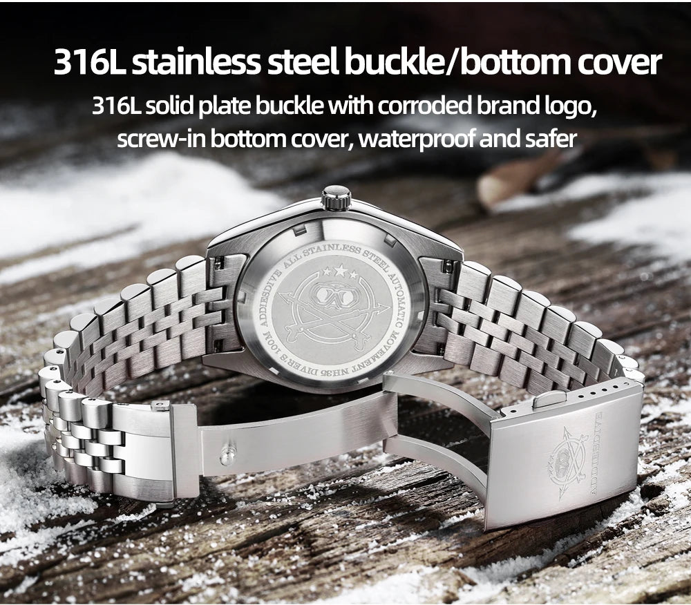 Herren-Automatikuhr mit Jubilee-Armband und Kalenderanzeige