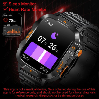 LIGE Neue Militärische Smart Uhr Männer LED Taschenlampe 420mAh Wasserdichte Outdoor Sport Bluetooth Anruf Smartwatch Für Huawei Xiaomi