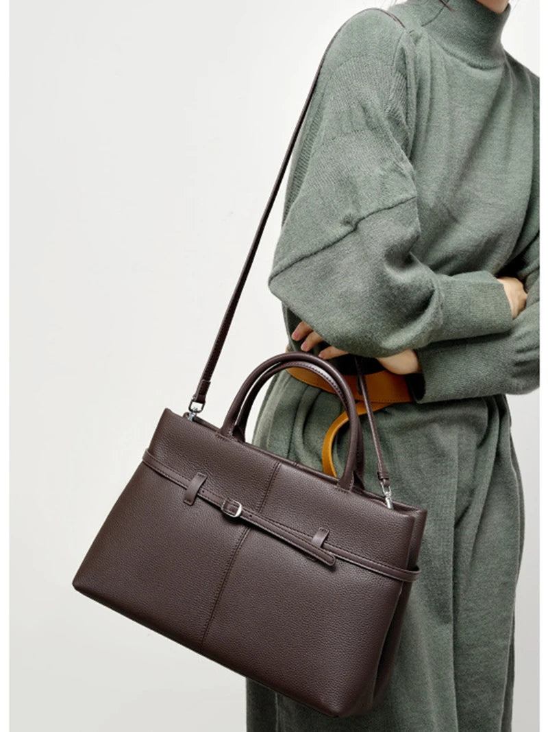Leder-Top-Handle Tote | Vollnarbenleder Silberbeschläge