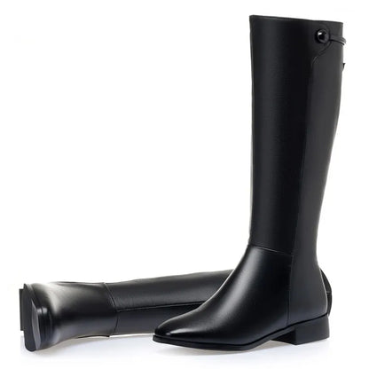 AIYUQI Women Long Boots 2025 New Genuine Leather Short Velvet Women Roman Boots Low Heel Large Size Riding Boots Women