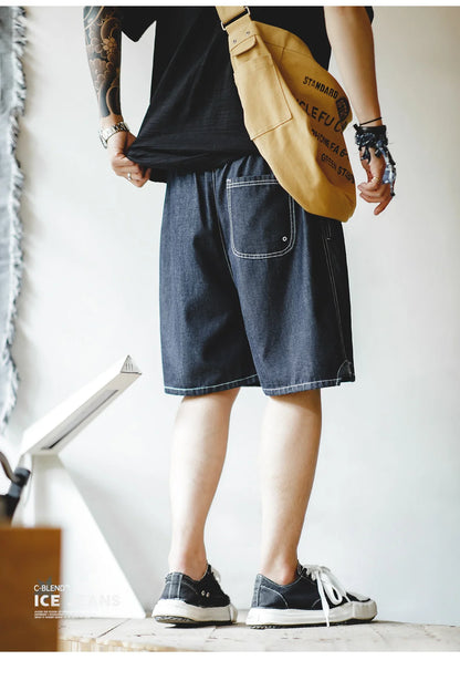 Herren Denim-Shorts im Vintage-Stil mit elastischer Taille für den Sommer