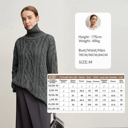 Damen-Rollkragenpullover Acryl locker warm Retro Winter