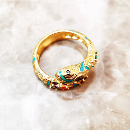Damen-Ring Schlange magisch vergoldet klassisch aus Sterlingsilber