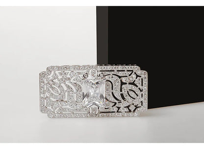 Brosche Strass Kristall Rechteck glänzend elegant Unisex Mantel