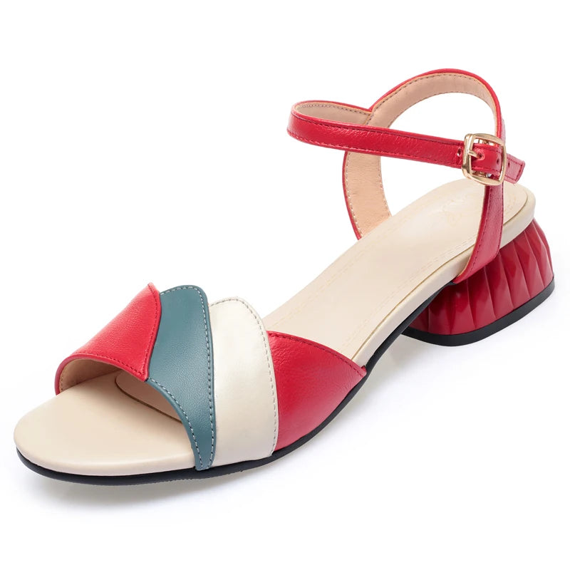 AIYUQI Sandalen Frauen Echtes Leder 2025, Sommer Neue Offene Zehen Frauen Sandalen Große Größe 41 42 43 Mode Mama Frauen sandalen