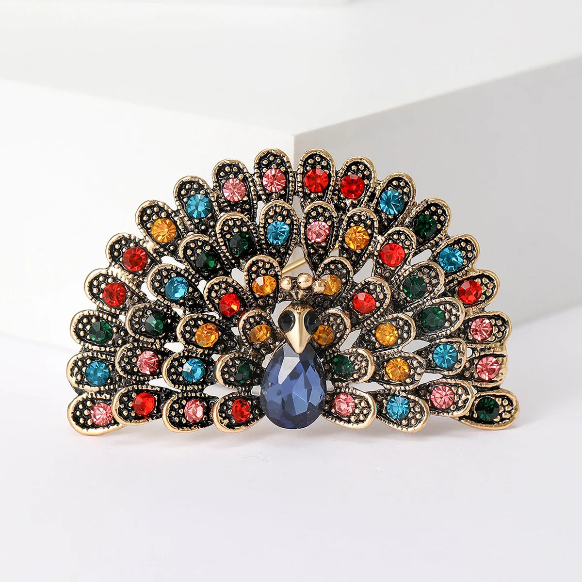 Brosche Pfau Kristall Emaille Tier Anstecknadel Damen