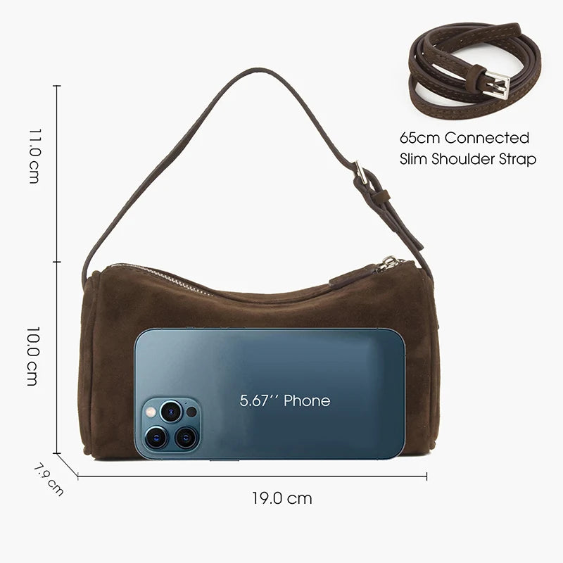 First Layer Wildleder-Handtasche Damen | Mini-Quadrat-Form