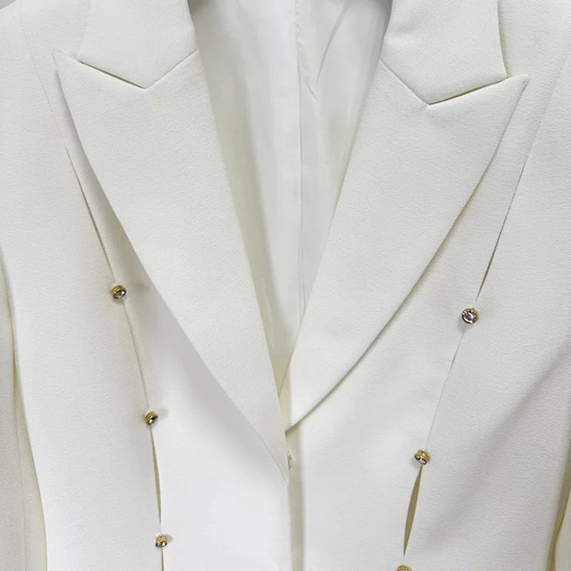 Elegantes Damen-Zweiteiler-Set mit Pailletten, langärmligem Oberteil und hoch taillierter, gerader Hose – schickes Outfit für Frauen