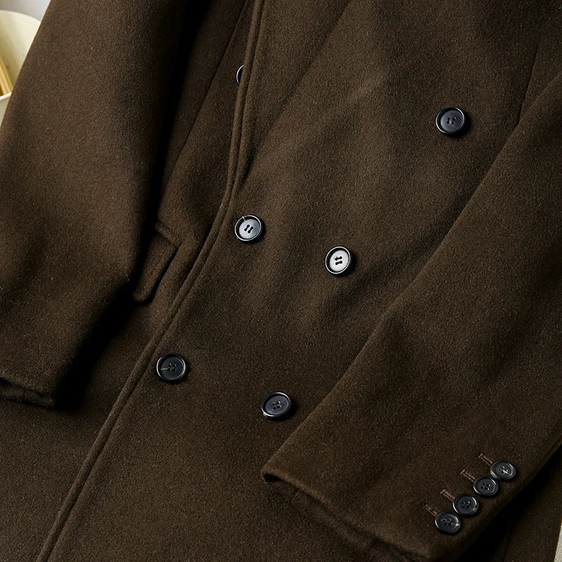Herren Ulster Mantel im klassischen Business-Stil mit zweireihigem Revers