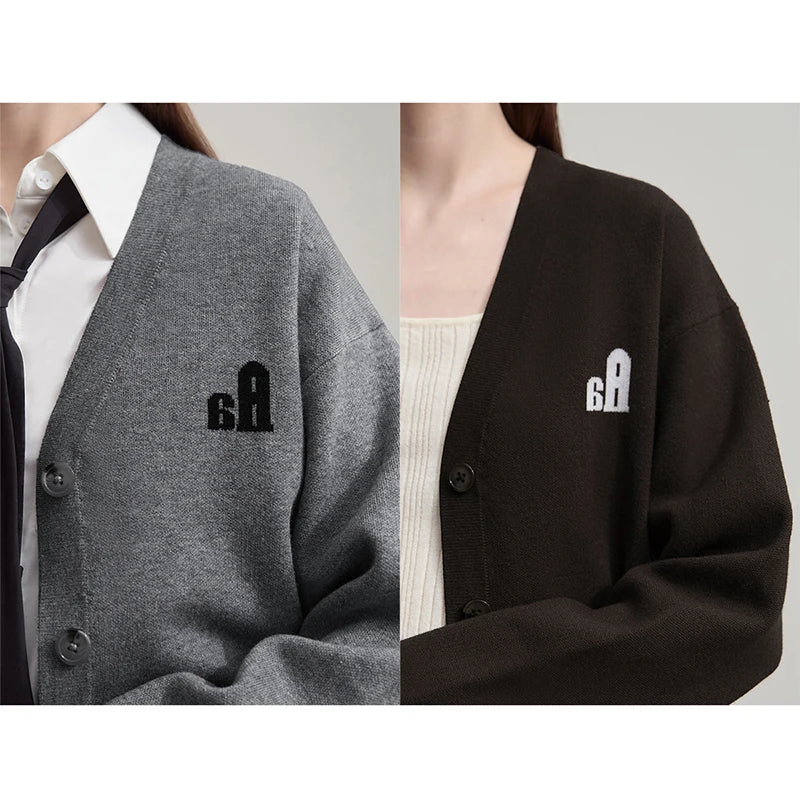 Damen-Strickjacke V-Ausschnitt Raglan einreihig locker vielseitig Herbst
