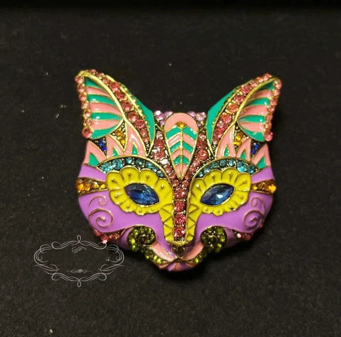Brosche Katze Schmetterling Kristall Strass Barock Palast Tier Emaille Unisex