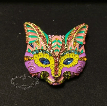 Brosche Katze Schmetterling Kristall Strass Barock Palast Tier Emaille Unisex