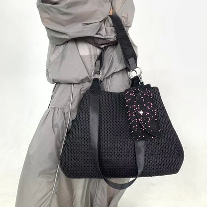 Damen-Shopper aus Netzgewebe mit großem Fassungsvermögen und abnehmbare Mini-Tasche, atmungsaktiv
