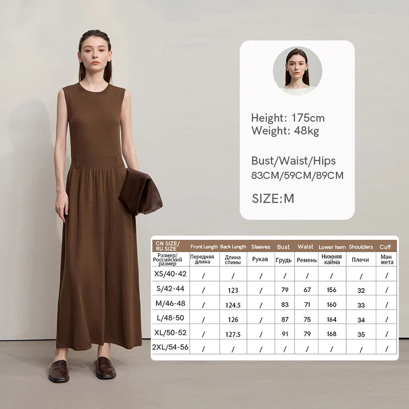 Damen-Strickjacke ärmellos lang Rundhals einfarbig elegant Herbst