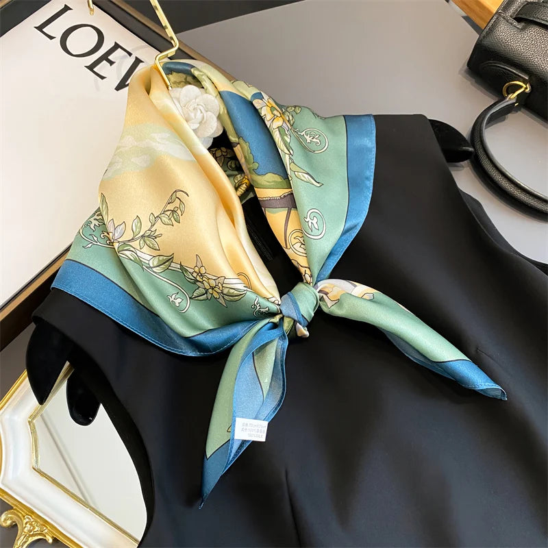 Damen Seidenschal quadratisch 70cm Halstuch Bandana Hijab Pashmina H