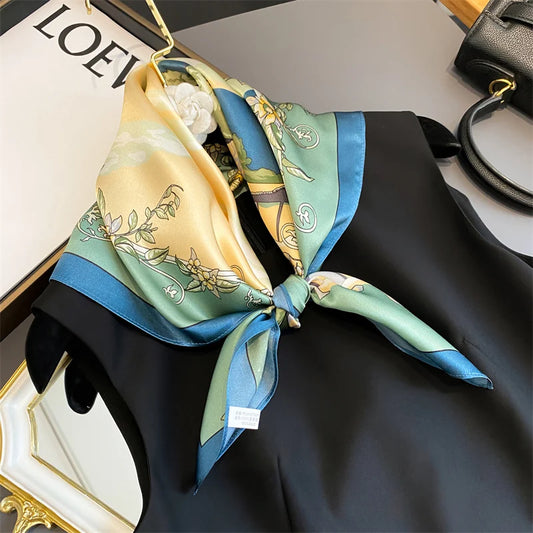 Damen Seidenschal quadratisch 70cm Halstuch Bandana Hijab Pashmina H