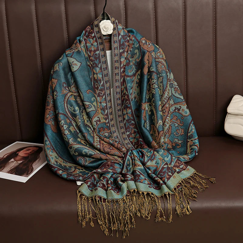 Damen Winterschal Kaschmir Pashmina Luxus Druck warm Stolen Foulard Baumwolle