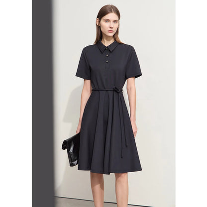 Elegantes Damen Sommer Kleid Mit Gürtel Flatternde Passform