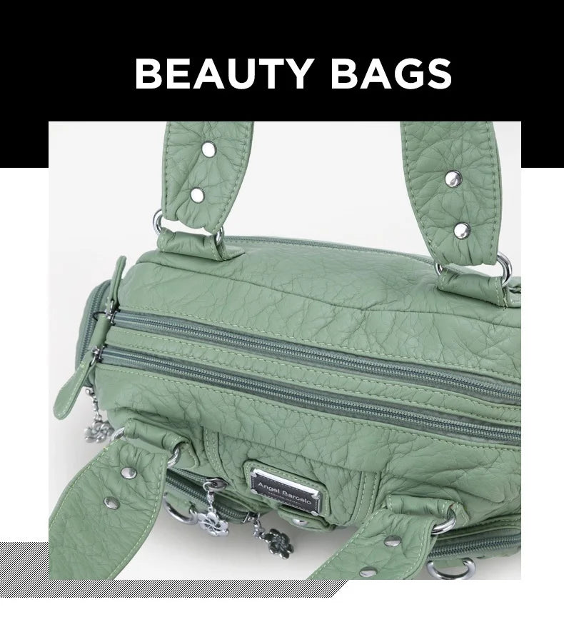 Damen-Satchel-Tasche aus PU mit Reißverschluss und viel Stauraum für Smartphone und Wertsachen