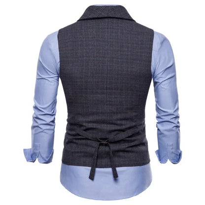 Herren-Weste mit Schnürung aus Baumwoll-Leinen-Mischung – Kurzarmshirt in Unifarbe