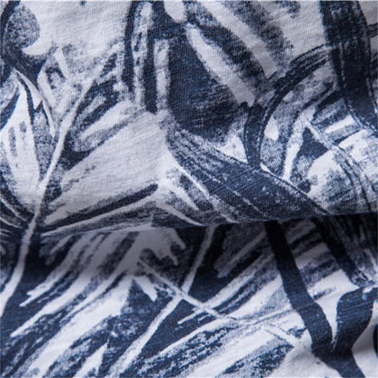 Herren T-Shirt im Hawaii-Stil aus 100 Prozent Baumwolle mit Oansatz Druck